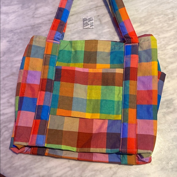 Baggu Madras Small Cloud Carry On Colorful Checkered Tote Bag - Picture 7 of 7